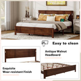 Farmhouse Bed Frame with LED Lights & Charging Station | Solid Pine Wood | Queen & King