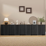 55" Buffet Cabinet with Storage, Modern Fluted Sideboard in Black – FSC Wood, Adjustable Shelves