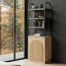 YECHEN Modern 71" Arched Bookcase with Reeded Design Doors | 7-Tier Tall Bookshelf with Storage Cabinet & Adjustable Shelves