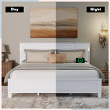 Farmhouse Bed Frame with LED Lights & Charging Station | Solid Pine Wood | Queen & King