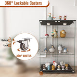 YECHEN Glass Display Cabinet with LED Lights | Tempered Glass Curio Cabinet