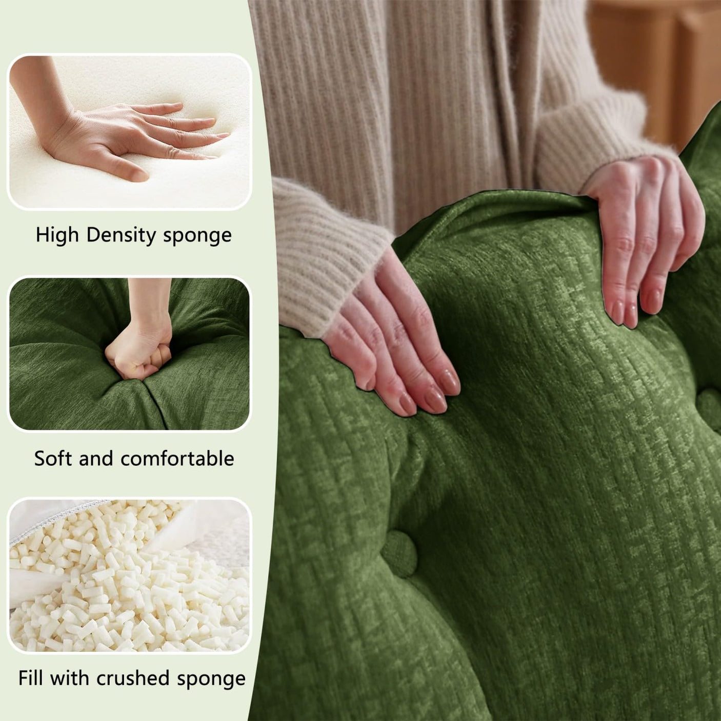Modular Sectional Sofa with Cloud Cushions | Chenille Fabric | 2/3/4 Seater with Ottoman Options