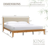 Yechen Bamboo Bed Frame – Japanese Joinery, Linen Headboard, Queen & King