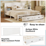 Farmhouse Bed Frame with Storage Drawers & LED Lights | Solid Pine Wood