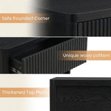 Yechen Fluted Nightstand | 22.8" Wide Mid-Century Bedside Table with Hidden Drawer & Open Shelf