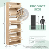 Mirror Shoe Cabinet with 5 Flip Drawers