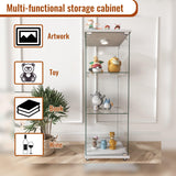 YECHEN Glass Display Cabinet with LED Lights | Tempered Glass Curio Cabinet