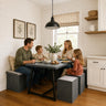 43" Corner Dining Table Set with Storage, 6-Piece Breakfast Nook with Benches & Ottomans, Seats 4-6