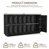 Yechen 59" Walnut Sideboard – Modern 3D Geometric Buffet Cabinet