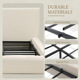 Yechen Cloud Bed Frame | Ribbed Chenille Upholstered Bed with 5.9" Padded Headboard | Queen & King