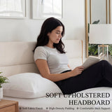 Bamboo Queen Bed Frame with Upholstered Headboard | Japanese Joinery | Mid-Century Modern | Yechen Home