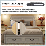 Farmhouse Bed Frame with Storage Drawers & LED Lights | Solid Pine Wood