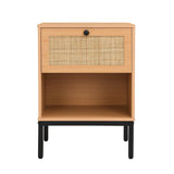 Yechen Rattan Nightstands Set of 2, 2-Drawer Boho Bedside Tables with Metal Legs