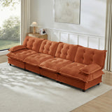 Modular Sectional Sofa with Cloud Cushions | Chenille Fabric | 2/3/4 Seater with Ottoman Options