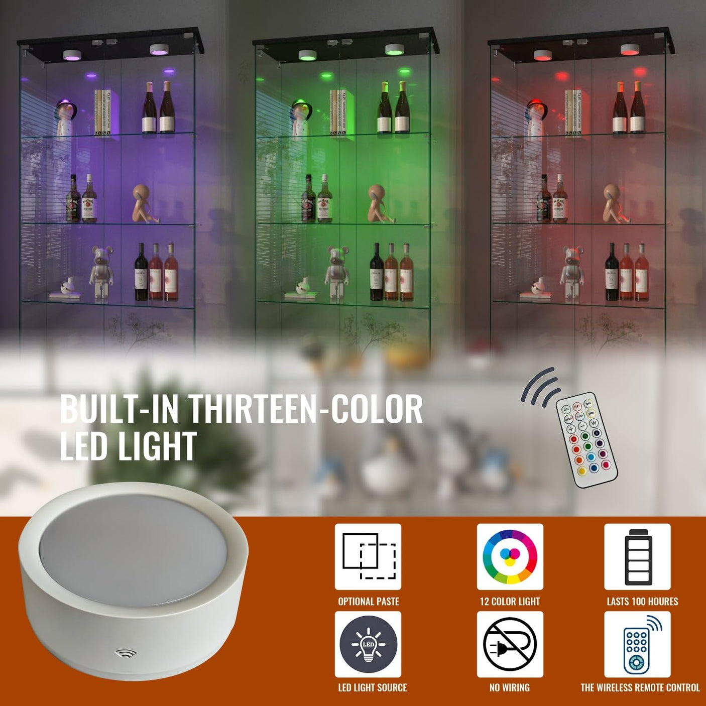YECHEN Glass Display Cabinet with LED Lights | Tempered Glass Curio Cabinet