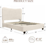 Boho Boucle Cloud Upholstered Platform Bed - Fluffy Soft Bed Frame with Rounded Corners