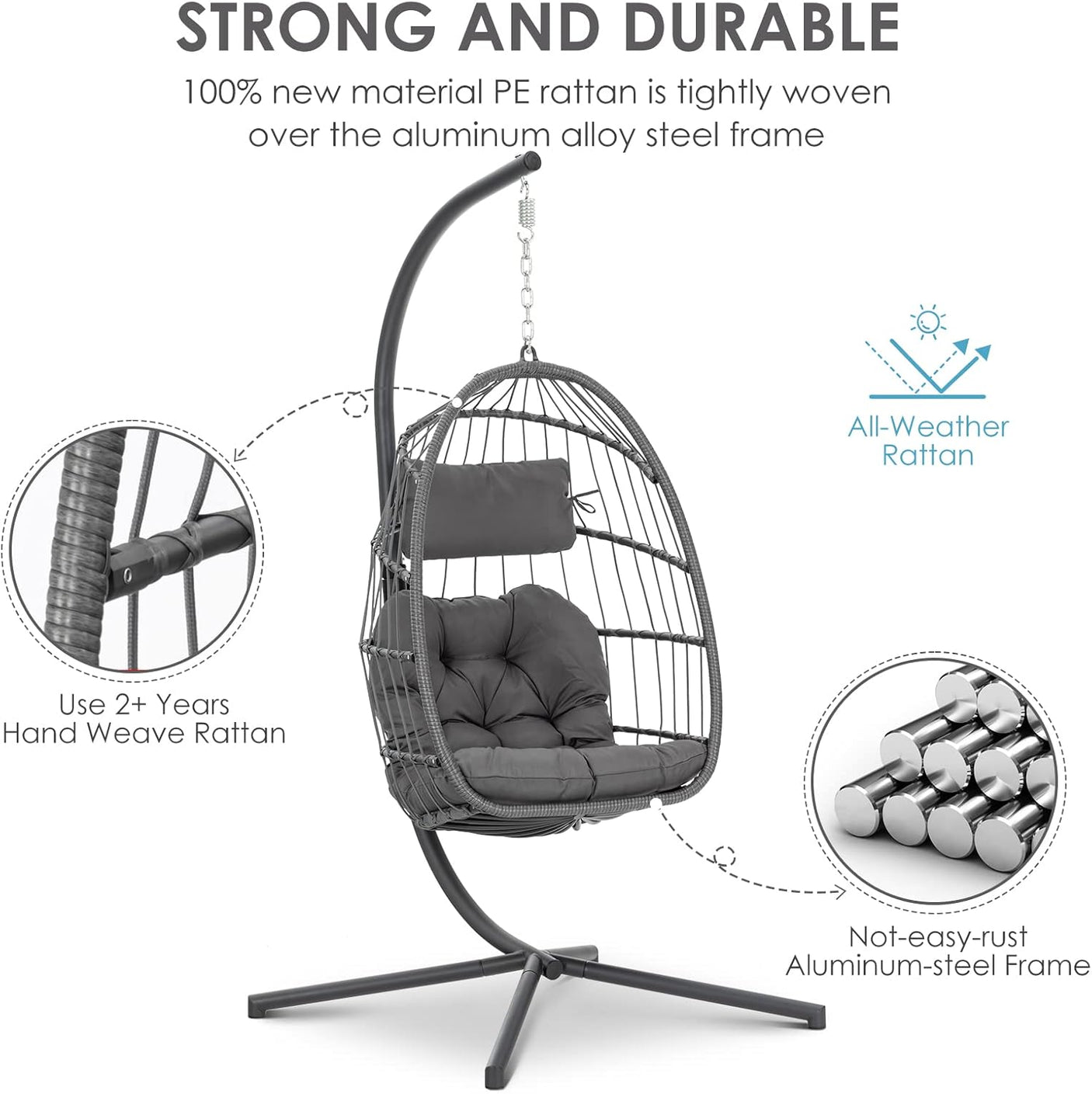 Outdoor Hammock Egg Hanging Chair with Cushion
