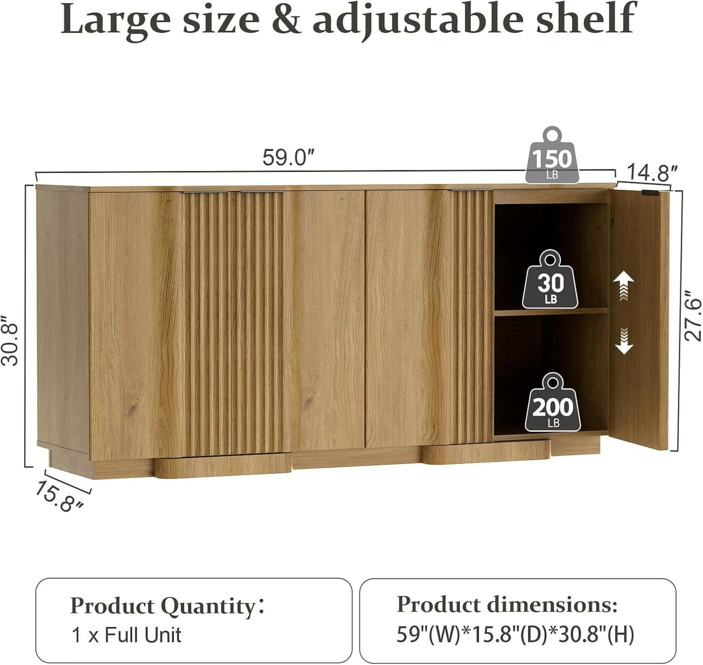 31.5" Modern Buffet Cabinet  With Storage