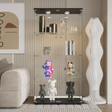 YECHEN 65" Smart Glass Display Cabinet | Bluetooth LED Lights, Music Sync & Swivel Casters – 4-Tier Curio Cabinet