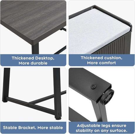 47 Inch Corner Dining Table Set with Storage Stool and Storage Bench