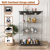 YECHEN Glass Display Cabinet with LED Lights | Tempered Glass Curio Cabinet