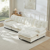 Modular Sectional Sofa with Cloud Cushions | Chenille Fabric | 2/3/4 Seater with Ottoman Options