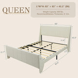 Yechen Boucle Wingback Bed Frame – Upholstered Enclosed Headboard, Full & Queen