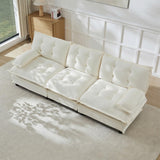 Modular Sectional Sofa with Cloud Cushions | Chenille Fabric | 2/3/4 Seater with Ottoman Options