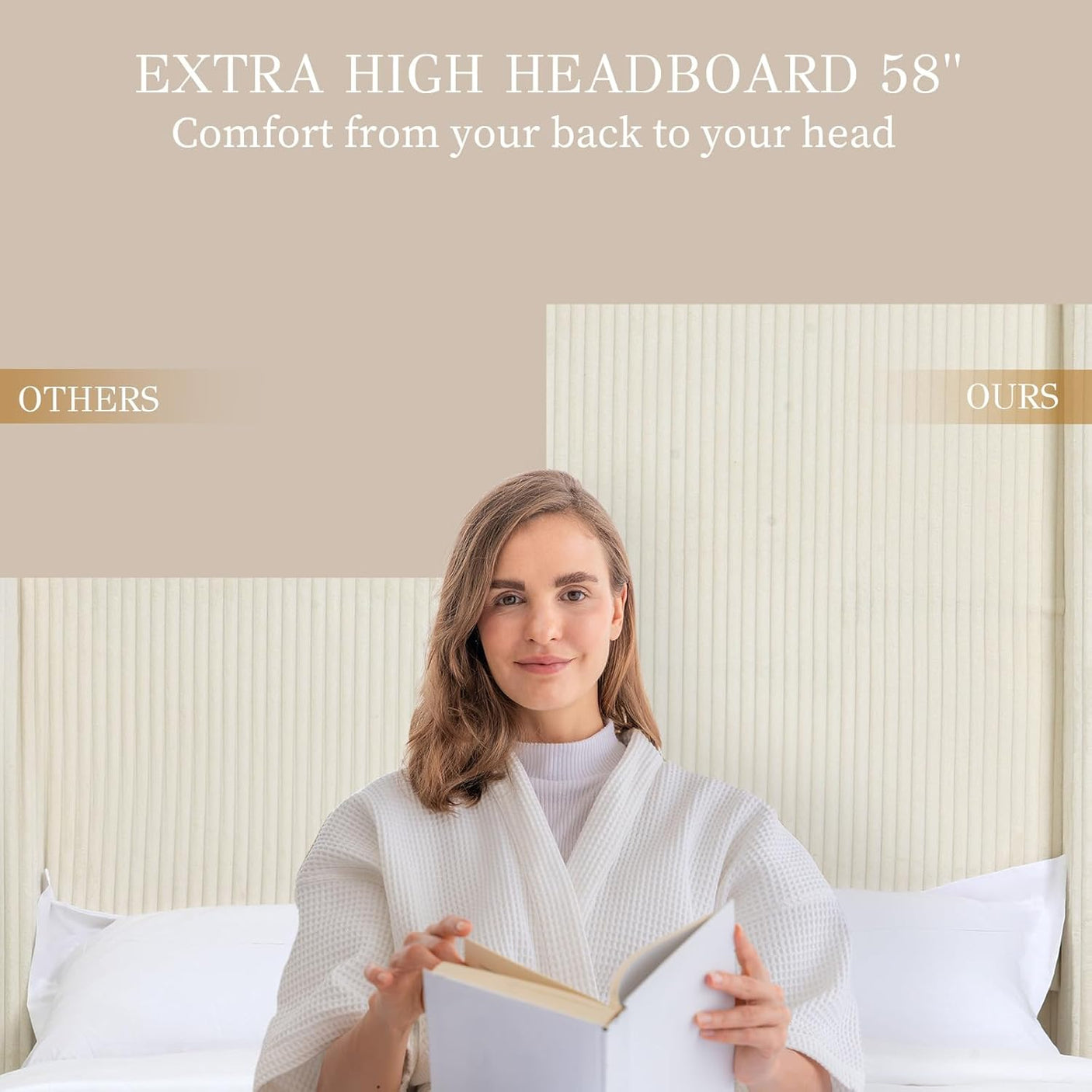 Yechen Bed Frame with Lift Up Storage, 58" Tall Headboard and Upholstered Wingback Platform Bed Frame, Hydraulic Support, No Box Spring Needed, Gray Corduroy