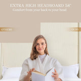 Yechen Bed Frame with Lift Up Storage, 58" Tall Headboard and Upholstered Wingback Platform Bed Frame, Hydraulic Support, No Box Spring Needed, Gray Corduroy