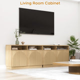 Fluted Sideboard Buffet Cabinet with Arched Reeded Doors - Mid Century Modern Storage