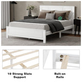 Farmhouse Bed Frame with LED Lights & Charging Station | Solid Pine Wood | Queen & King