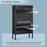 Wooden Entryway Shoe Cabinet with Rattan Doors