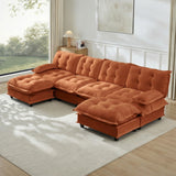 Modular Sectional Sofa with Cloud Cushions | Chenille Fabric | 2/3/4 Seater with Ottoman Options