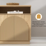Fluted Sideboard Buffet Cabinet with Arched Reeded Doors - Mid Century Modern Storage