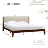 Yechen Bamboo Bed Frame – Japanese Joinery, Linen Headboard, Queen & King