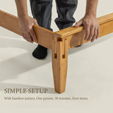 Yechen Bamboo Bed Frame – Japanese Joinery, Linen Headboard, Queen & King