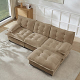 Modular Sectional Sofa with Cloud Cushions | Chenille Fabric | 2/3/4 Seater with Ottoman Options