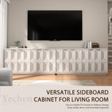 Yechen 59" Walnut Sideboard – Modern 3D Geometric Buffet Cabinet