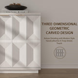 Yechen 59" Walnut Sideboard – Modern 3D Geometric Buffet Cabinet
