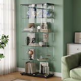 YECHEN Glass Display Cabinet with 5-Shelf | Tempered Glass Curio Cabinet with Lock, Double Doors & Anti-Topple Device