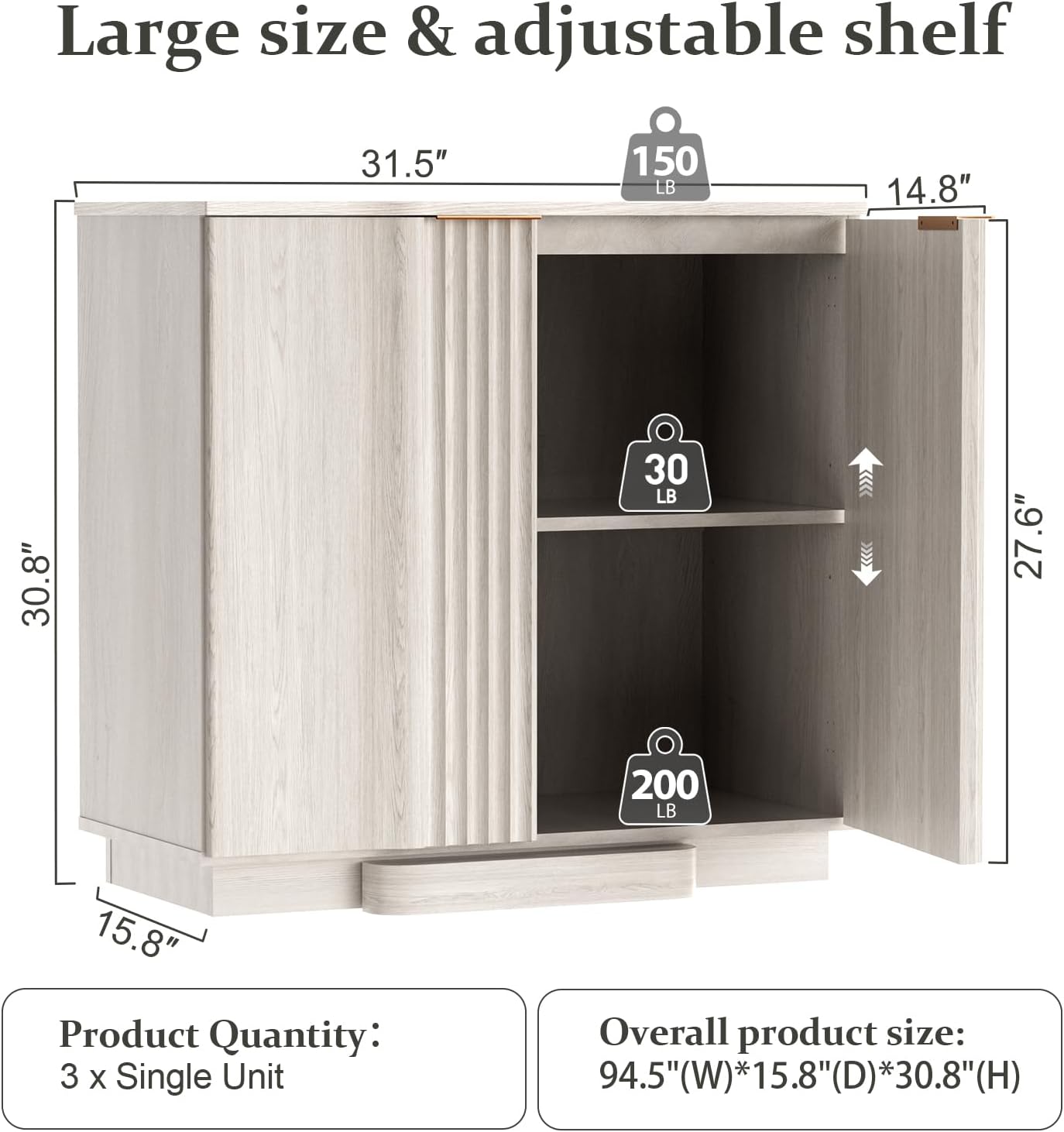 31.5" Modern Buffet Cabinet  With Storage