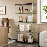 YECHEN Glass Display Cabinet with 5-Shelf | Tempered Glass Curio Cabinet with Lock, Double Doors & Anti-Topple Device