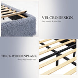 Boho Boucle Cloud Upholstered Platform Bed - Fluffy Soft Bed Frame with Rounded Corners