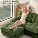 Modular Sectional Sofa with Cloud Cushions | Chenille Fabric | 2/3/4 Seater with Ottoman Options