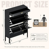 Slim Entryway Shoe Organizer with Half linear Circle Doors