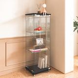 YECHEN Glass Display Cabinet with LED Lights | Tempered Glass Curio Cabinet