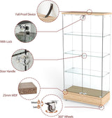 YECHEN Glass Display Cabinet with LED Lights | Double-Door Curio Cabinet with 2 Drawers