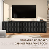 Yechen 59" Walnut Sideboard – Modern 3D Geometric Buffet Cabinet