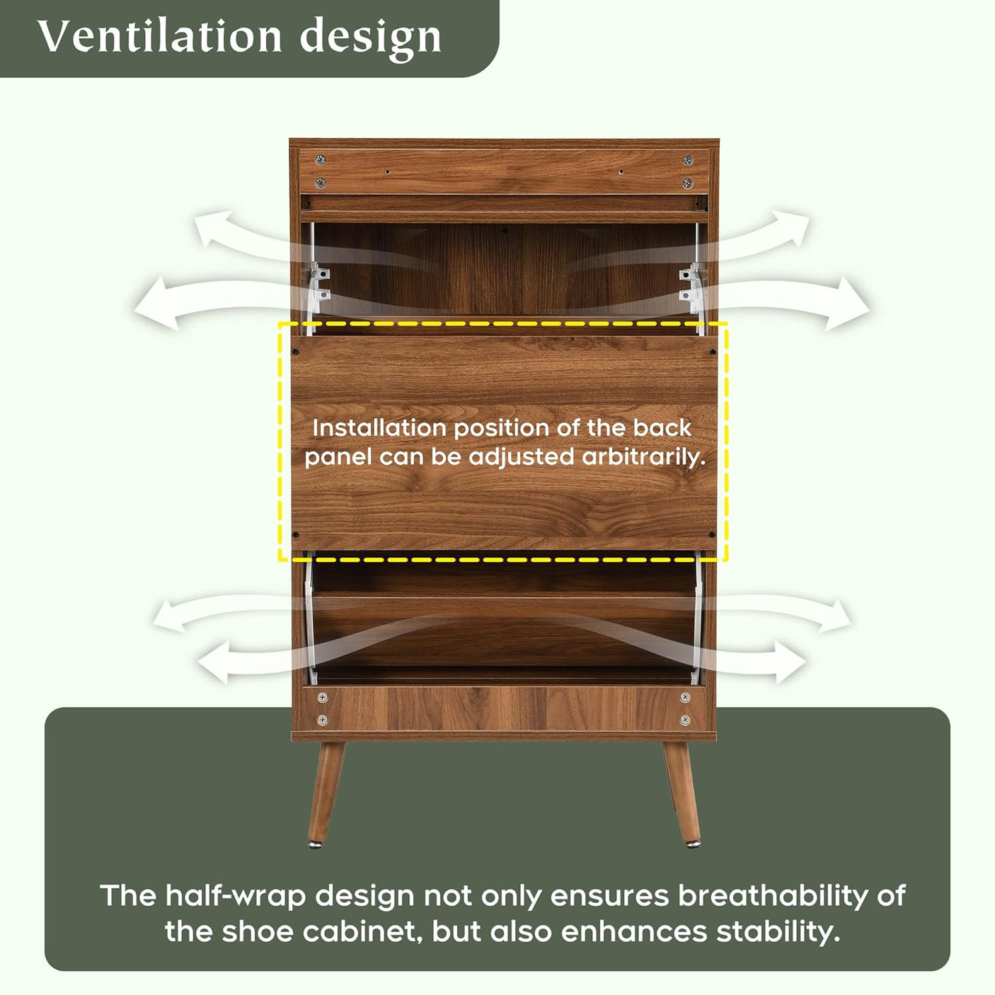 Wooden Entryway Shoe Cabinet with Rattan Doors